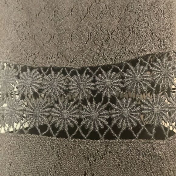 Free People- Black Lace Crochet Daisy Cutout Mini Sleeveless Skater Dress Size 4 - Picture 7 of 13